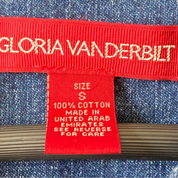 VINTAGE GLORIA VANDERBILT Denim Dress OR Coat Jacket Snap Button Pockets Sz S - Picture 4 of 5